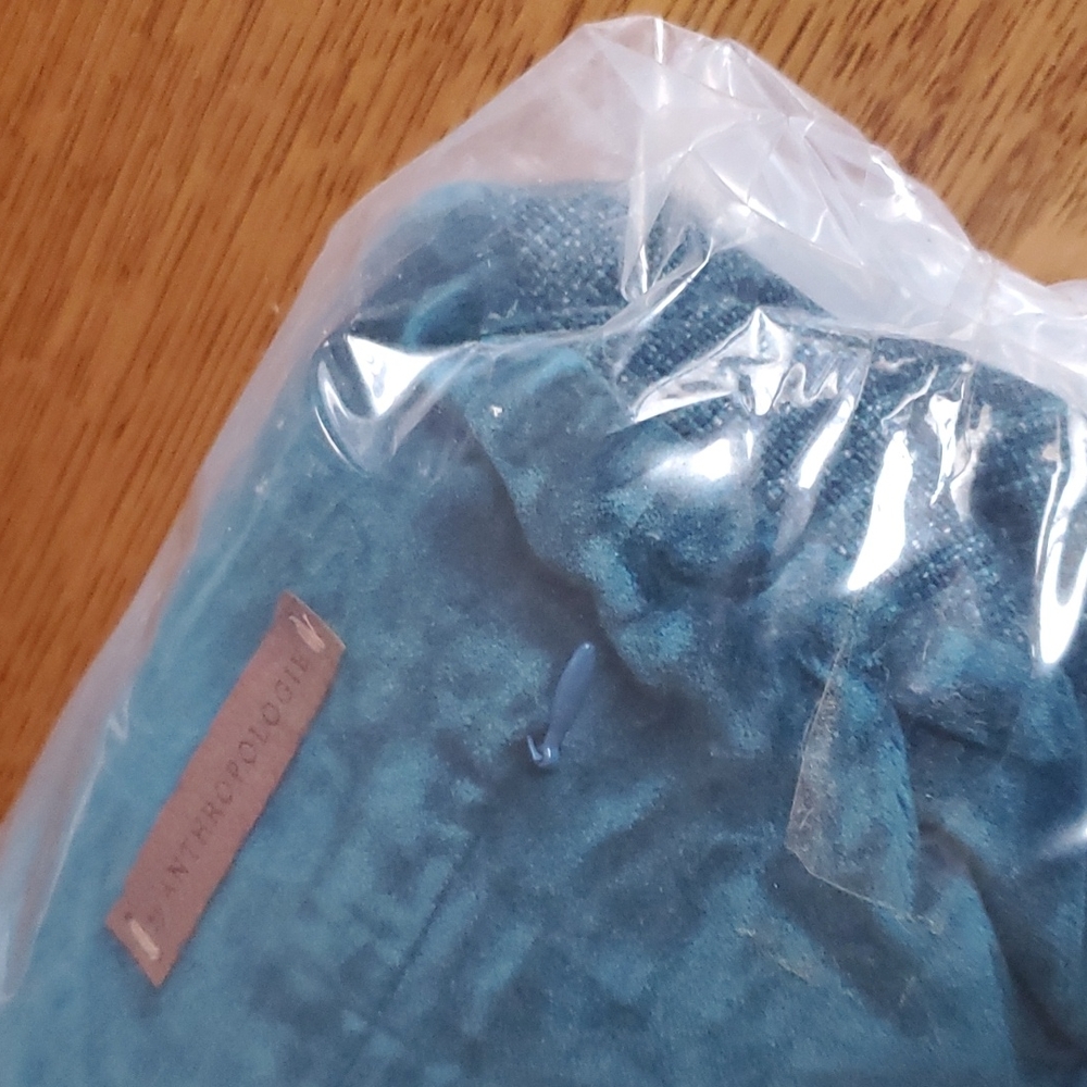 Anthropologie Velvet Trova Bolster Pillow - deep turquoise blue - Picture 11 of 12